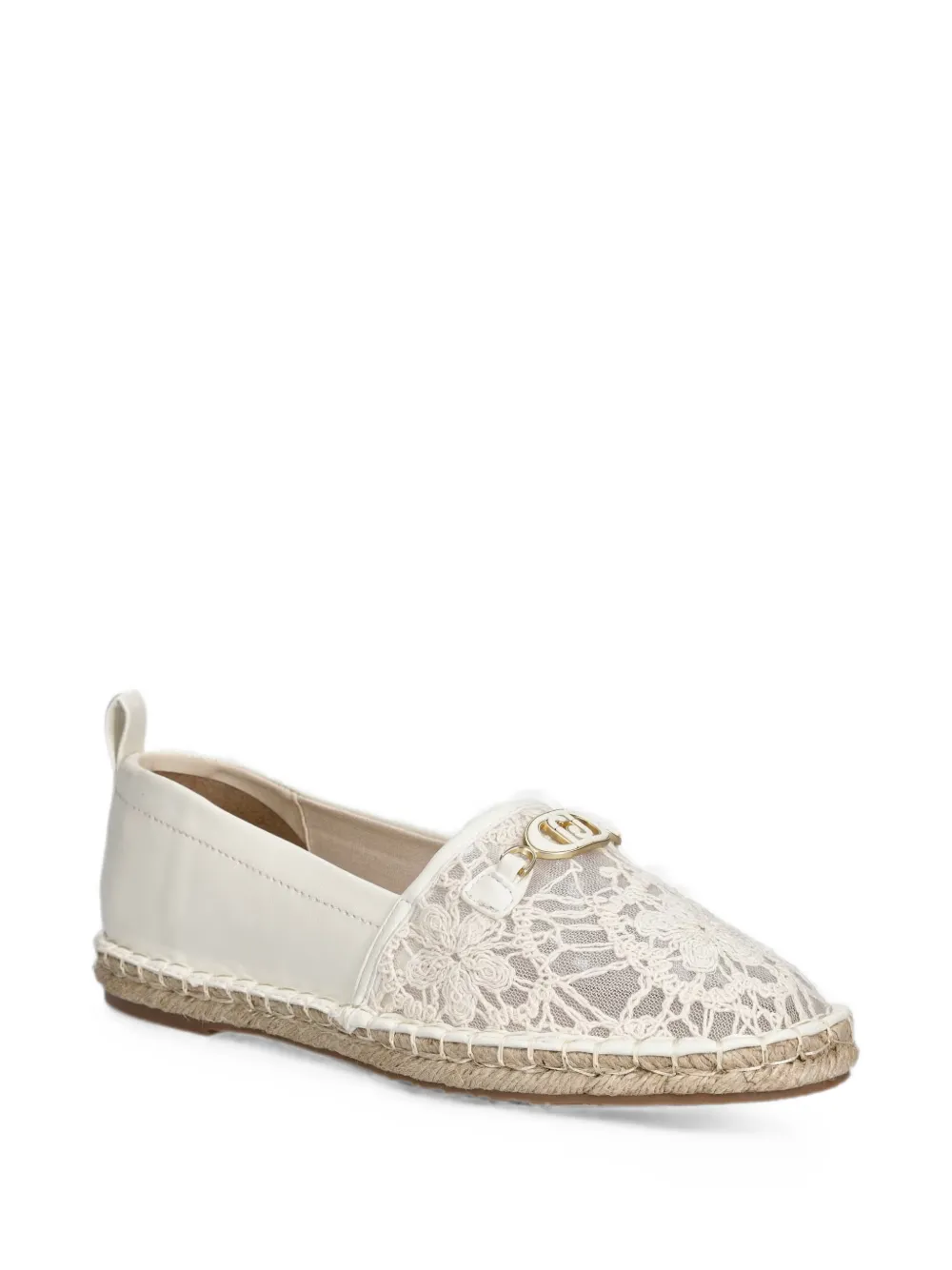 LIU JO lace-panel logo-plaque espadrilles Wit