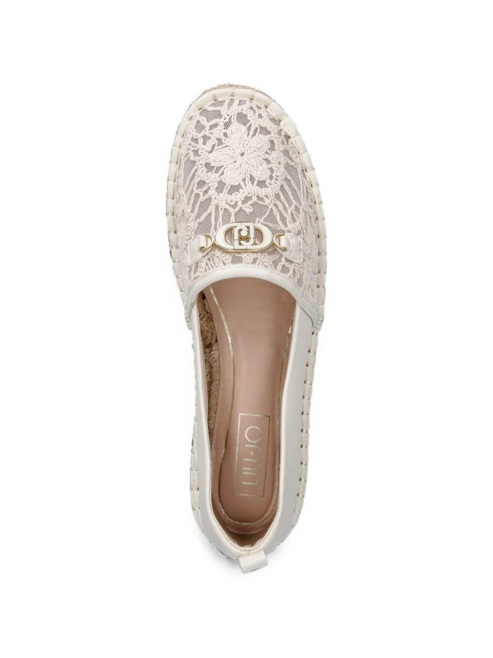 LIU JO lace-panel logo-plaque espadrilles Wit
