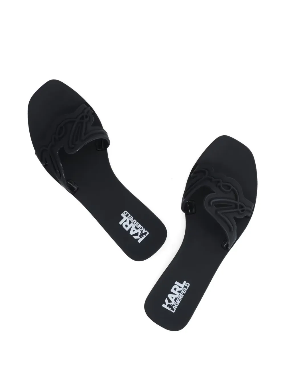 Karl Lagerfeld logo-embossed slides Zwart