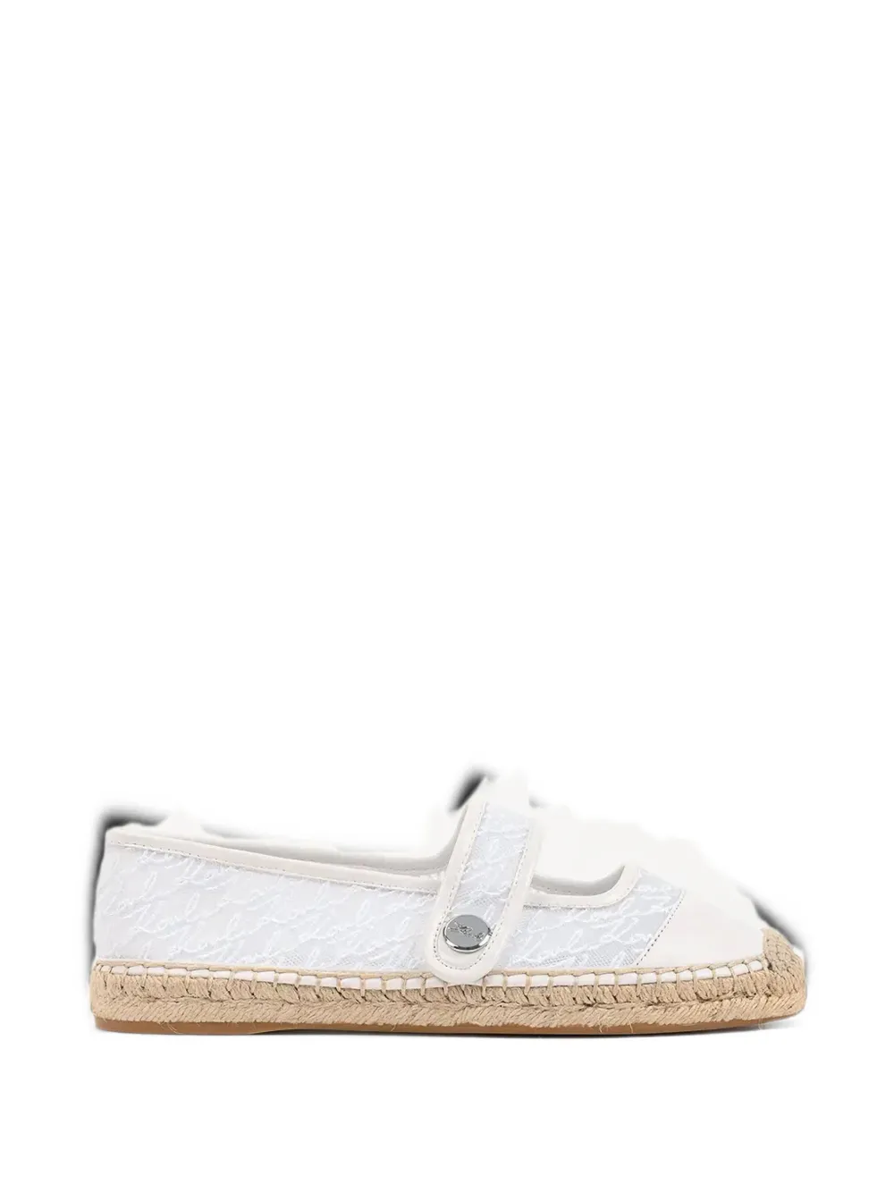 Karl Lagerfeld monogram-embroidered Mary Jane espadrilles - Blanc Karl Lagerfeld monogram-embroidered Mary Jane espadrilles - Blanc