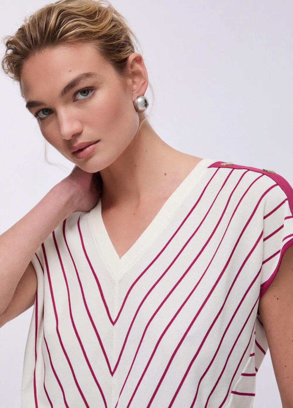 LIU JO striped chevron-knit sweater - Bianco