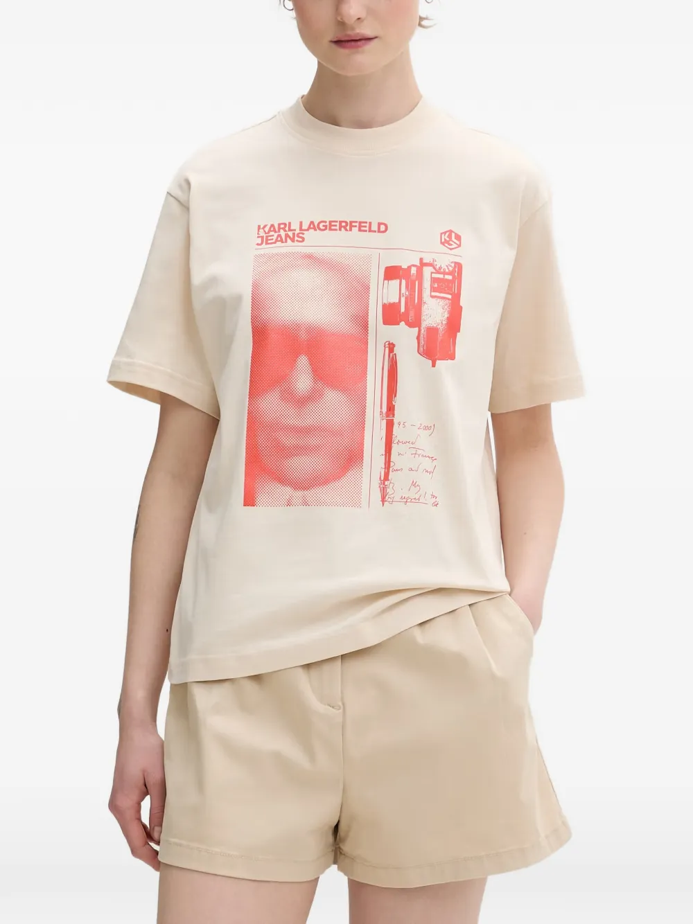 Karl Lagerfeld Jeans T-Shirt mit grafischem Print - Nude