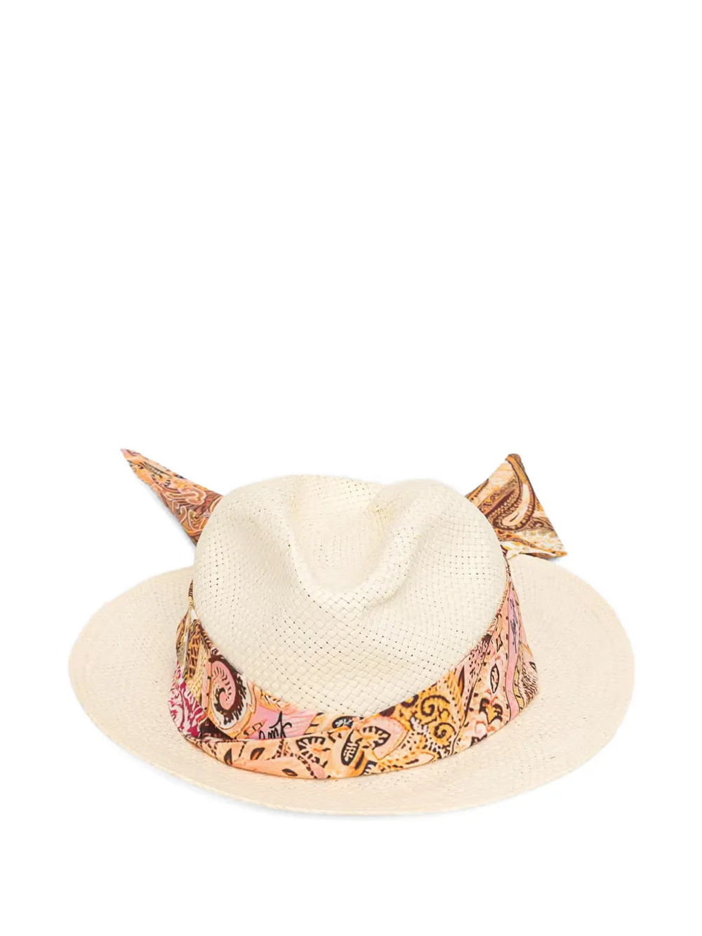 LIU JO paisley-print-foulard straw fedora hat - Toni neutri