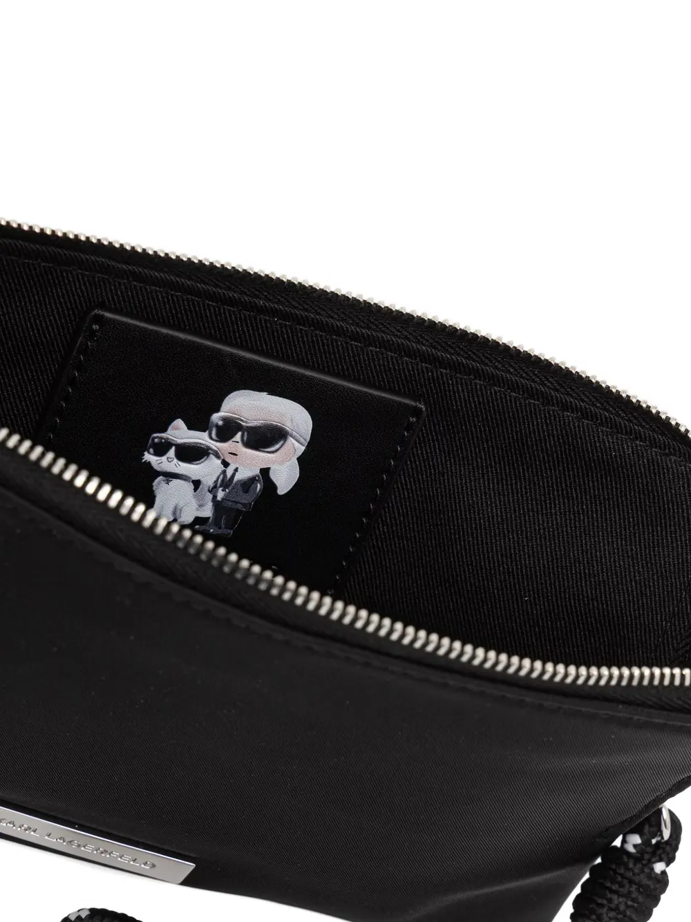 Karl Lagerfeld Clutch met logoplakkaat en touw afwerking Zwart