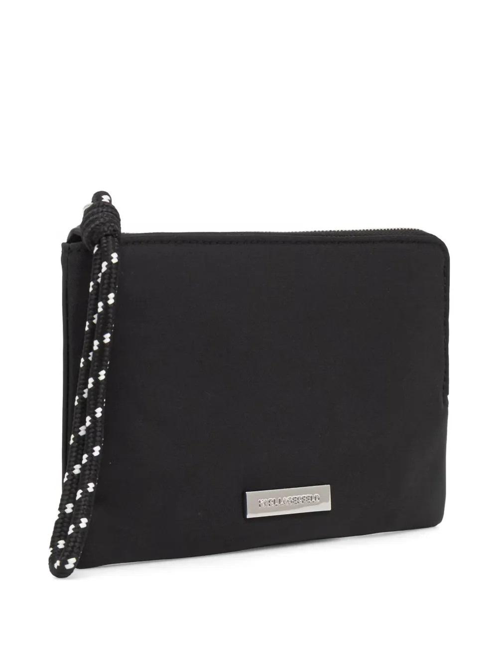 Karl Lagerfeld Clutch met logoplakkaat en touw afwerking Zwart