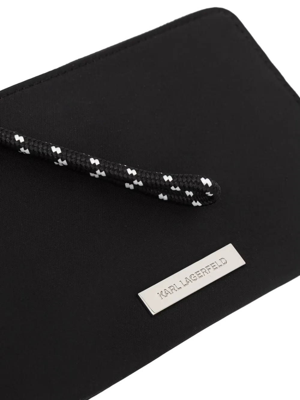 Karl Lagerfeld Clutch met logoplakkaat en touw afwerking Zwart