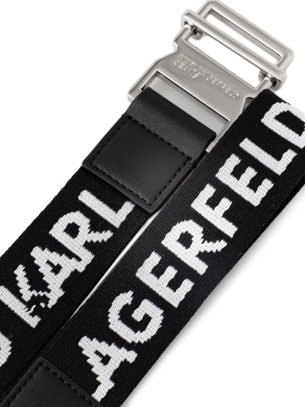Karl Lagerfeld Jeans Gespriem met logo-intarsia Zwart