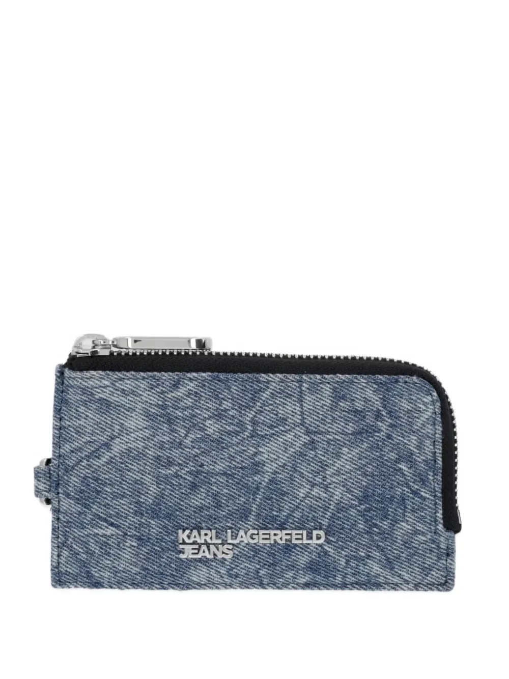 Karl Lagerfeld Jeans Acid-wash Card Holder In Blue