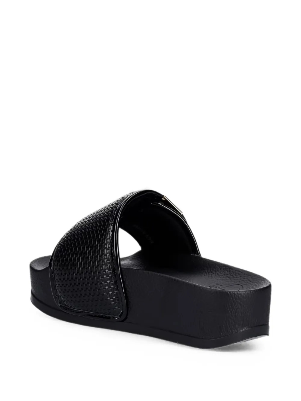 LIU JO woven-effect platform slides Zwart