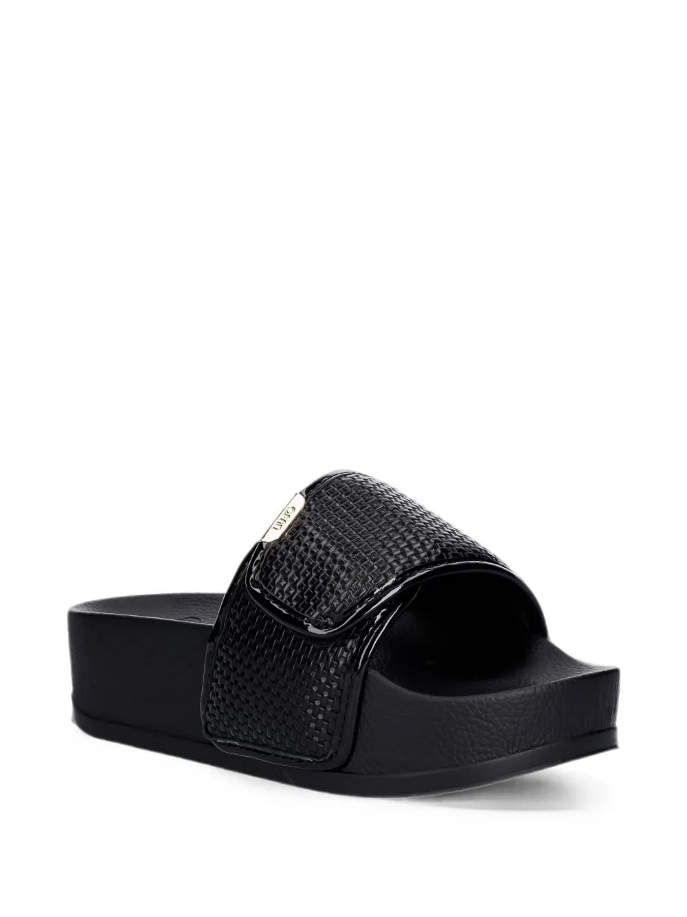 LIU JO woven-effect platform slides Zwart