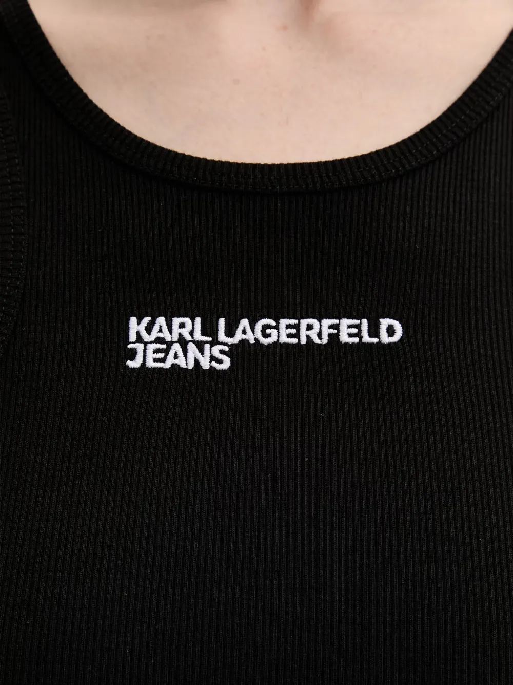 Karl Lagerfeld Jeans Ribgebreide mini-jurk met geborduurd logo Zwart