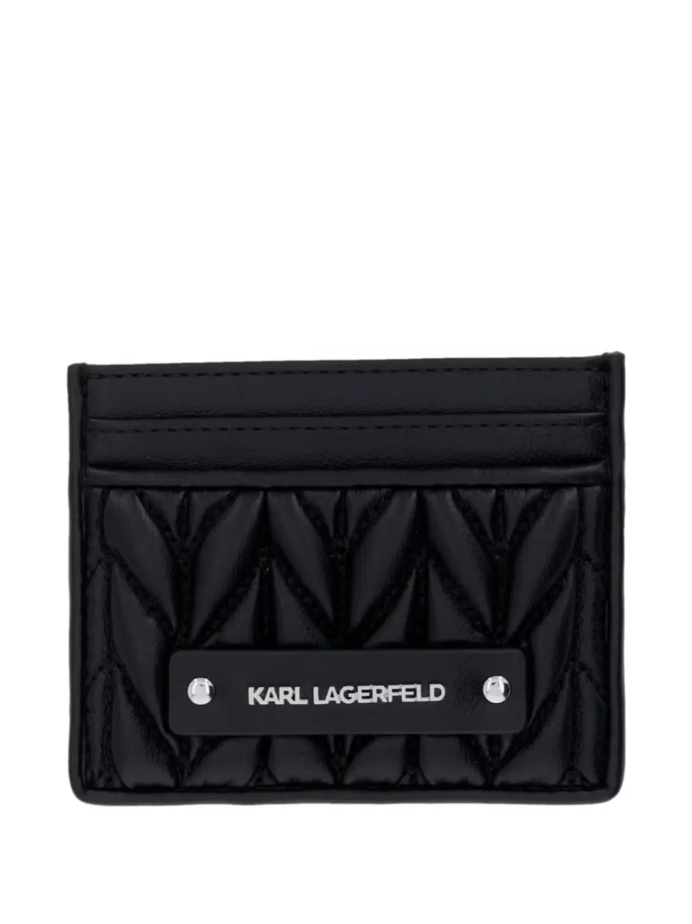Karl Lagerfeld quilted logo-plaque card holder - Schwarz