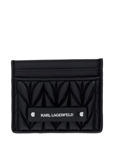 Karl Lagerfeld quilted logo-plaque card holder