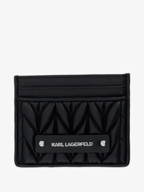 Karl Lagerfeld quilted logo-plaque card holder
