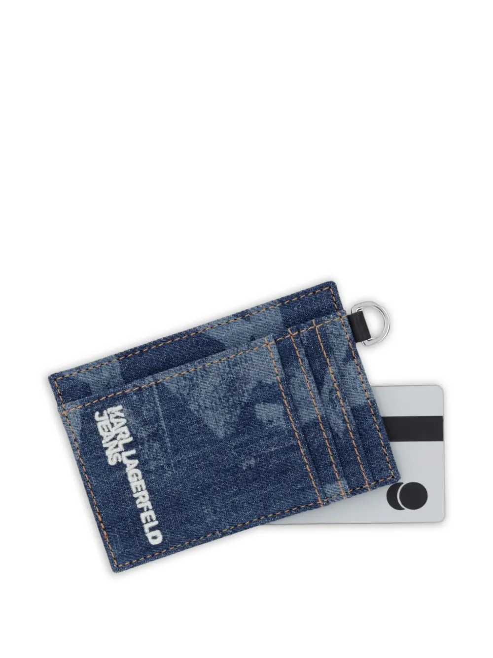 Karl Lagerfeld Jeans Denim pasjeshouder met logoprint Blauw