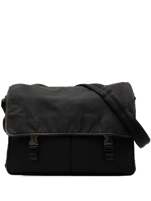 Prada Pre-Owned 2000-2013 Saffiano Trimmed Tessuto Double Buckle Messenger Bag crossbody bag