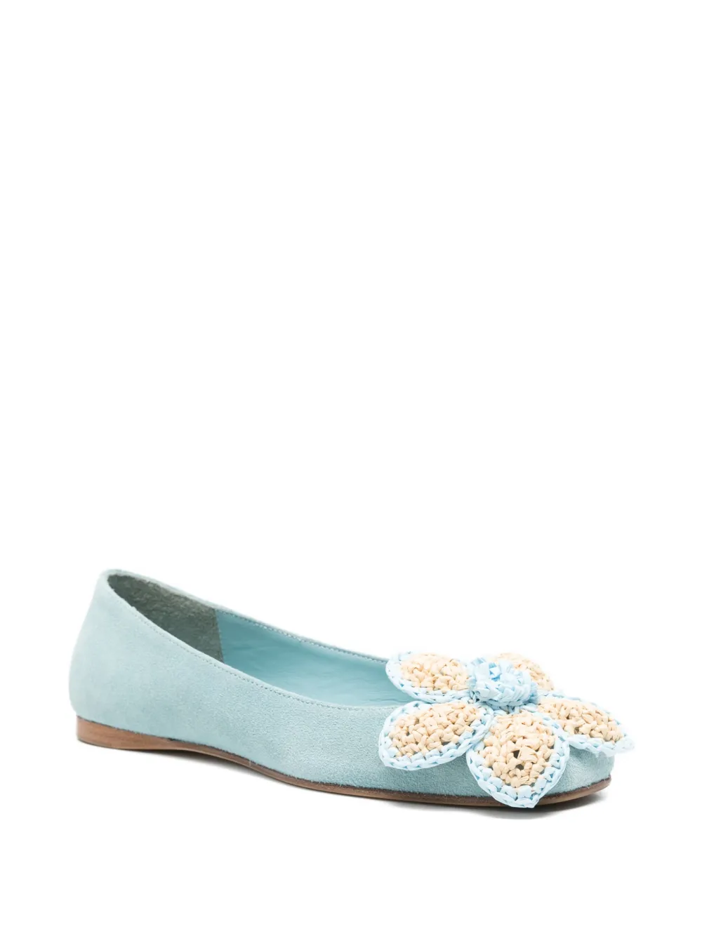 Paloma Barceló flower-appliqué ballet flats Blauw