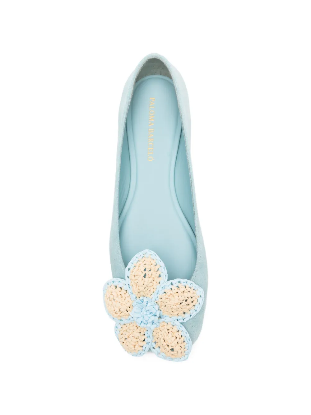 Paloma Barceló flower-appliqué ballet flats Blauw