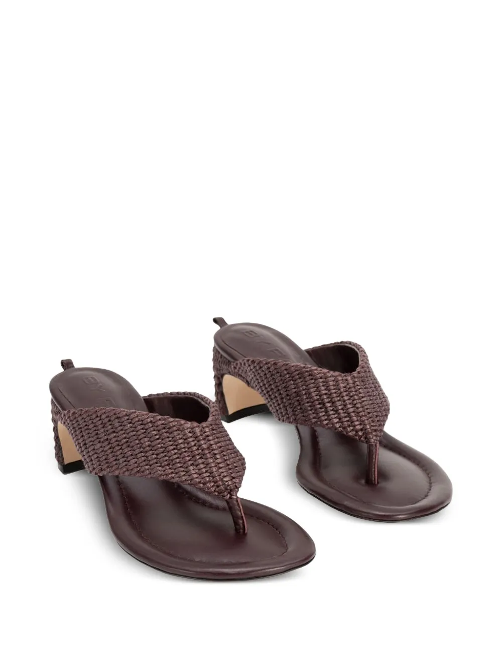BY FAR Dasha raffia-woven mules Rood