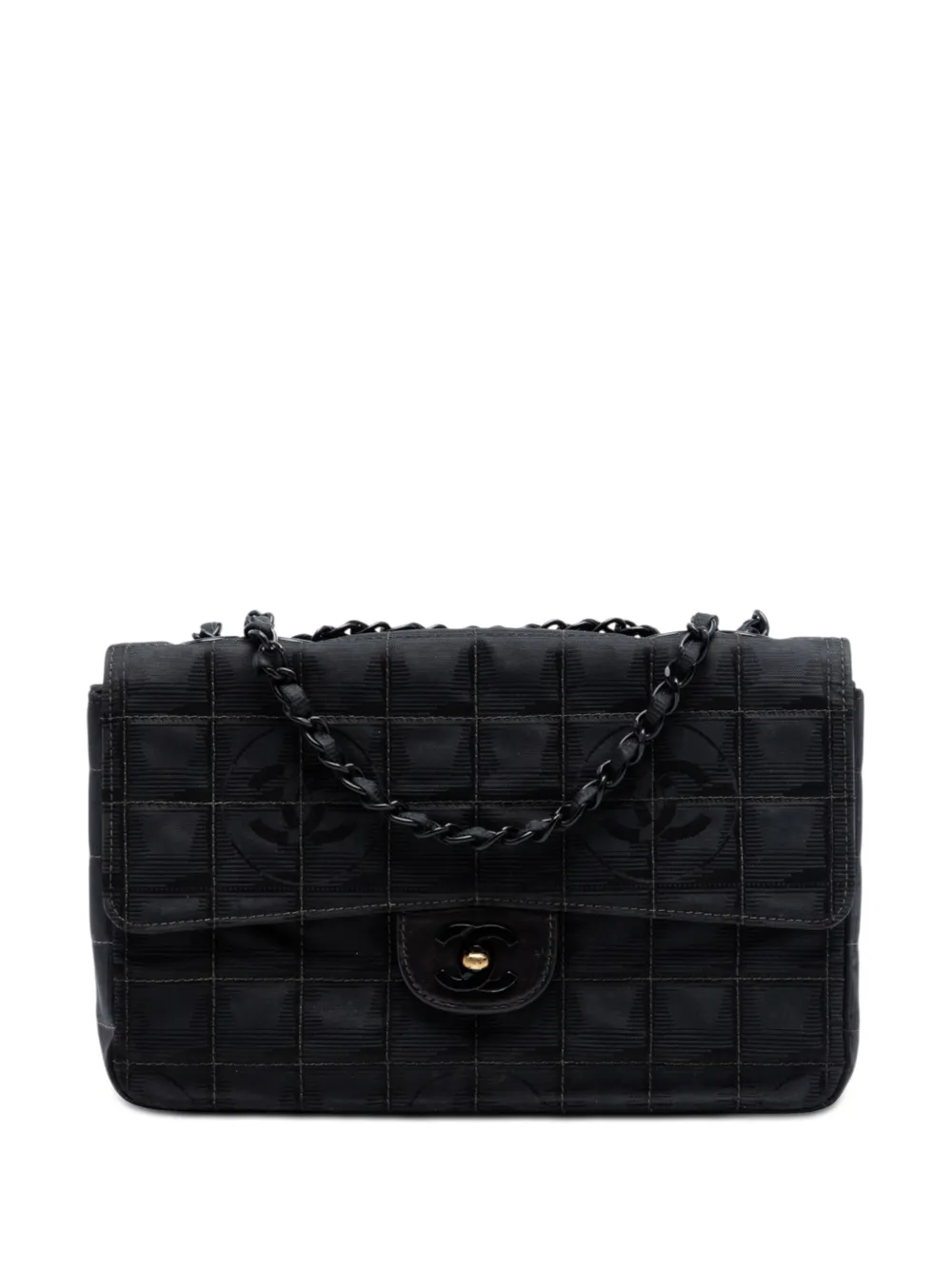 CHANEL Pre-Owned 2000-2002 New Travel Line Medium Nylon Single Flap shoulder bag - Nero