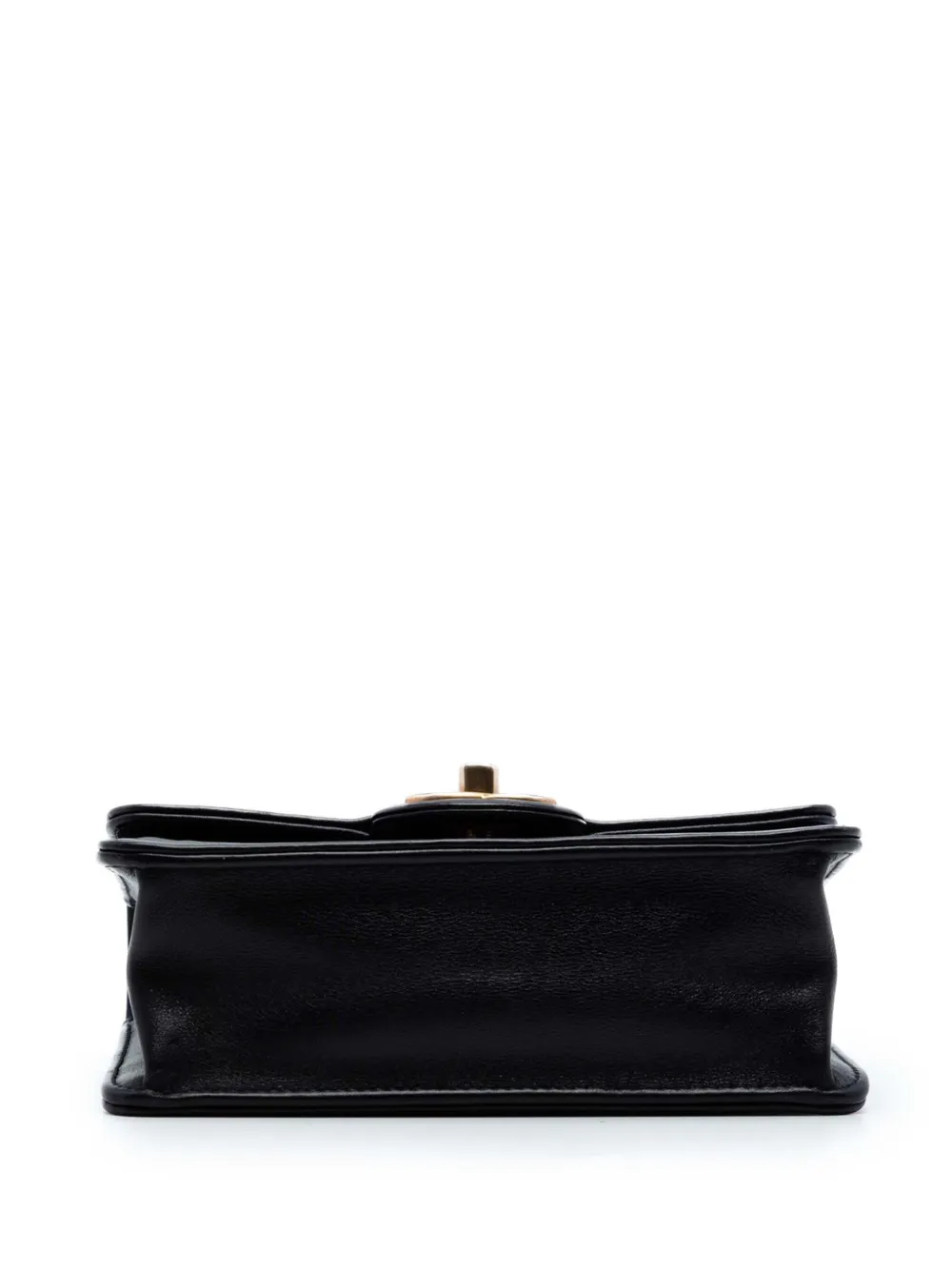 Chanel Pre-owned 2019 Mini Square Calfskin Coco Embossed Flap Crossbody Bag in Black, view 4