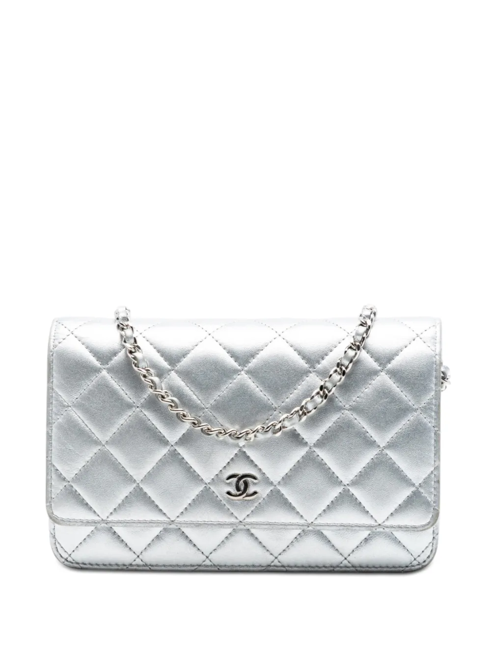 CHANEL Pre-Owned Borsa a tracolla Classic Metallic in pelle d'agnello 2016-2017 - Argento