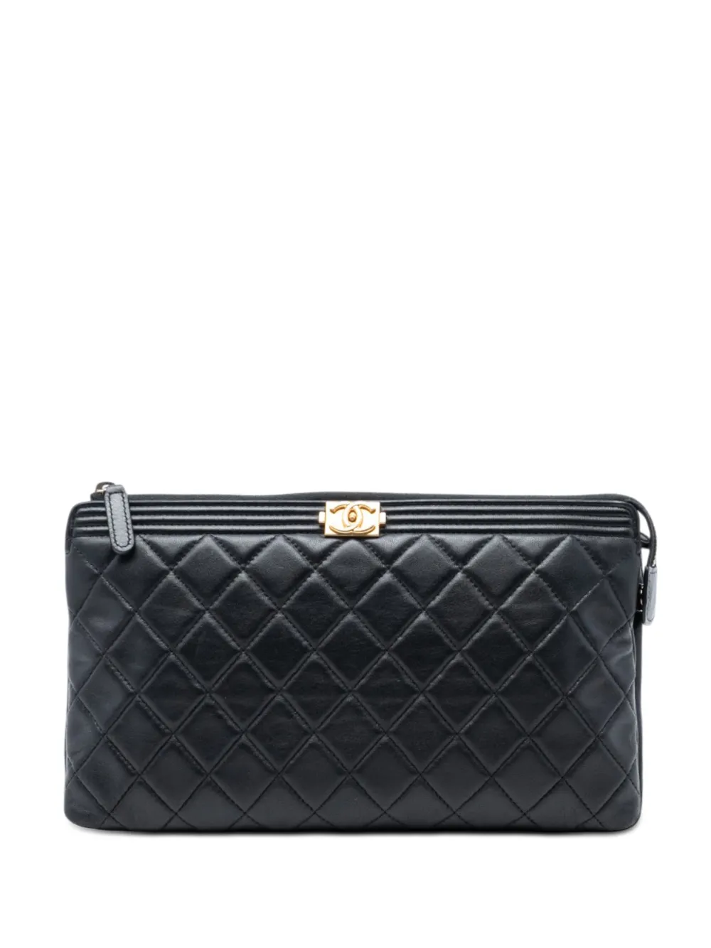 CHANEL Pre-Owned 2015-2016 Quilted Lambskin Boy Zip clutch bag - Schwarz