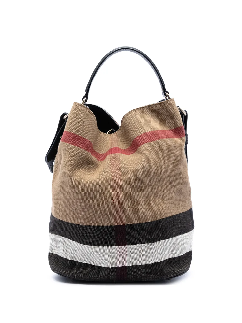 Burberry Pre-Owned 2000-2017 Medium Mega Check Canvas Ashby Bucket Bag satchel - Marrone