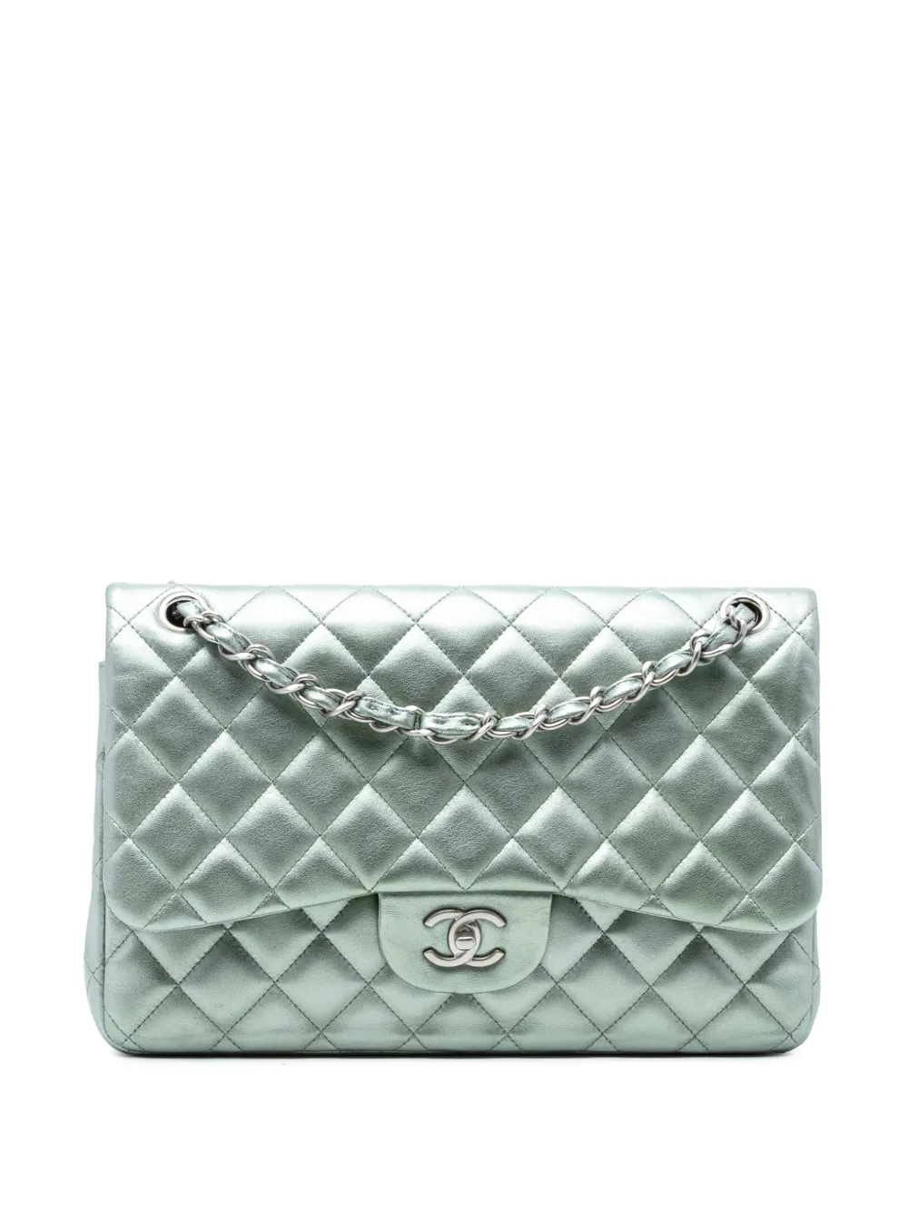 CHANEL Pre-Owned 2010-2011 Jumbo Classic Metallic Lambskin Double Flap shoulder bag - Grün