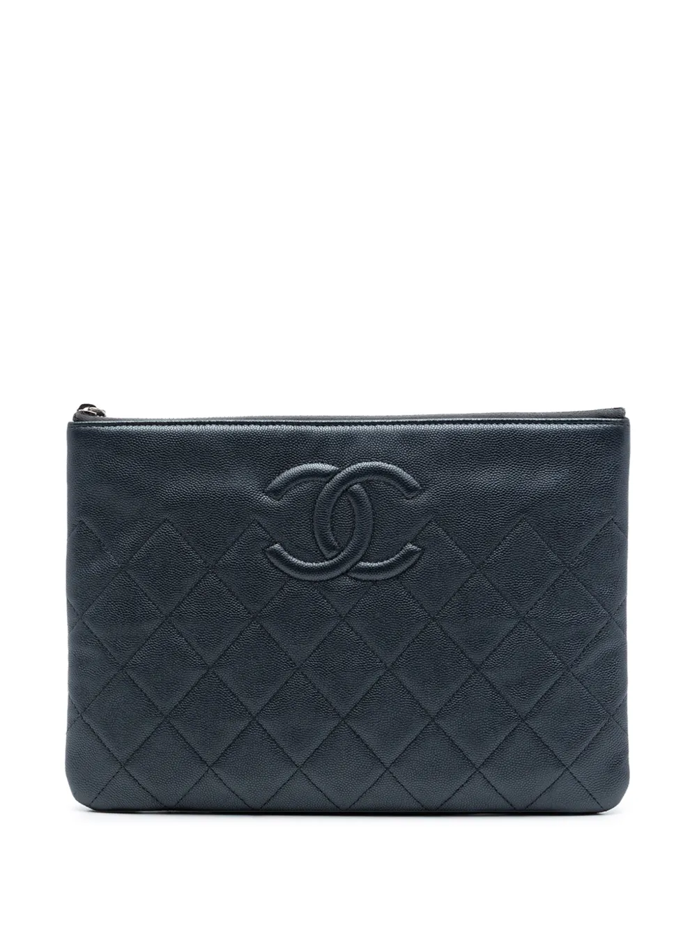 CHANEL Pre-Owned Clutch O Case CC media in pelle Caviar trapuntata 2017-2018 - Nero