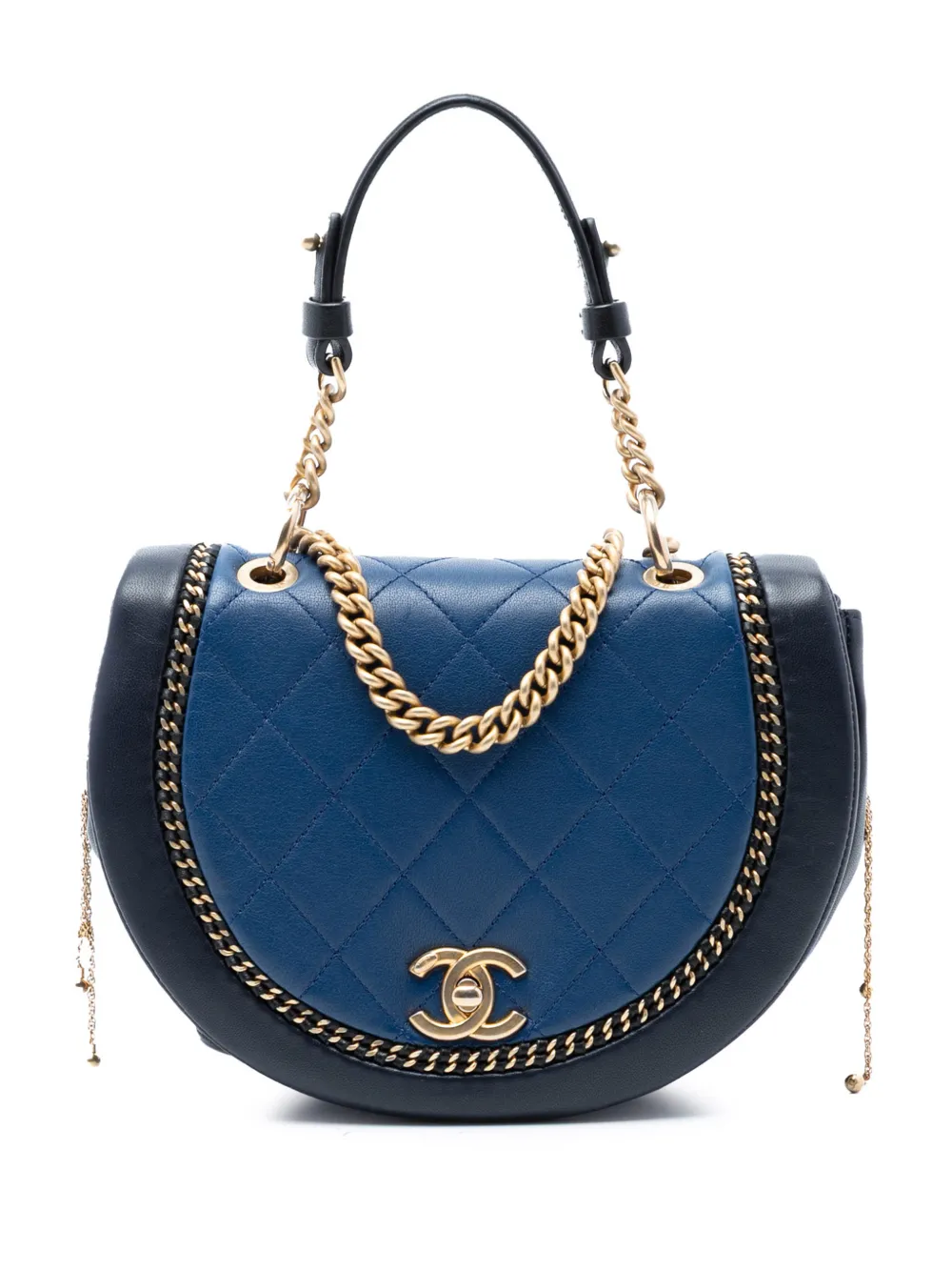 CHANEL Pre-Owned Borsa a tracolla Saddle piccola in pelle di agnello trapuntata con catena 2018 - Blu