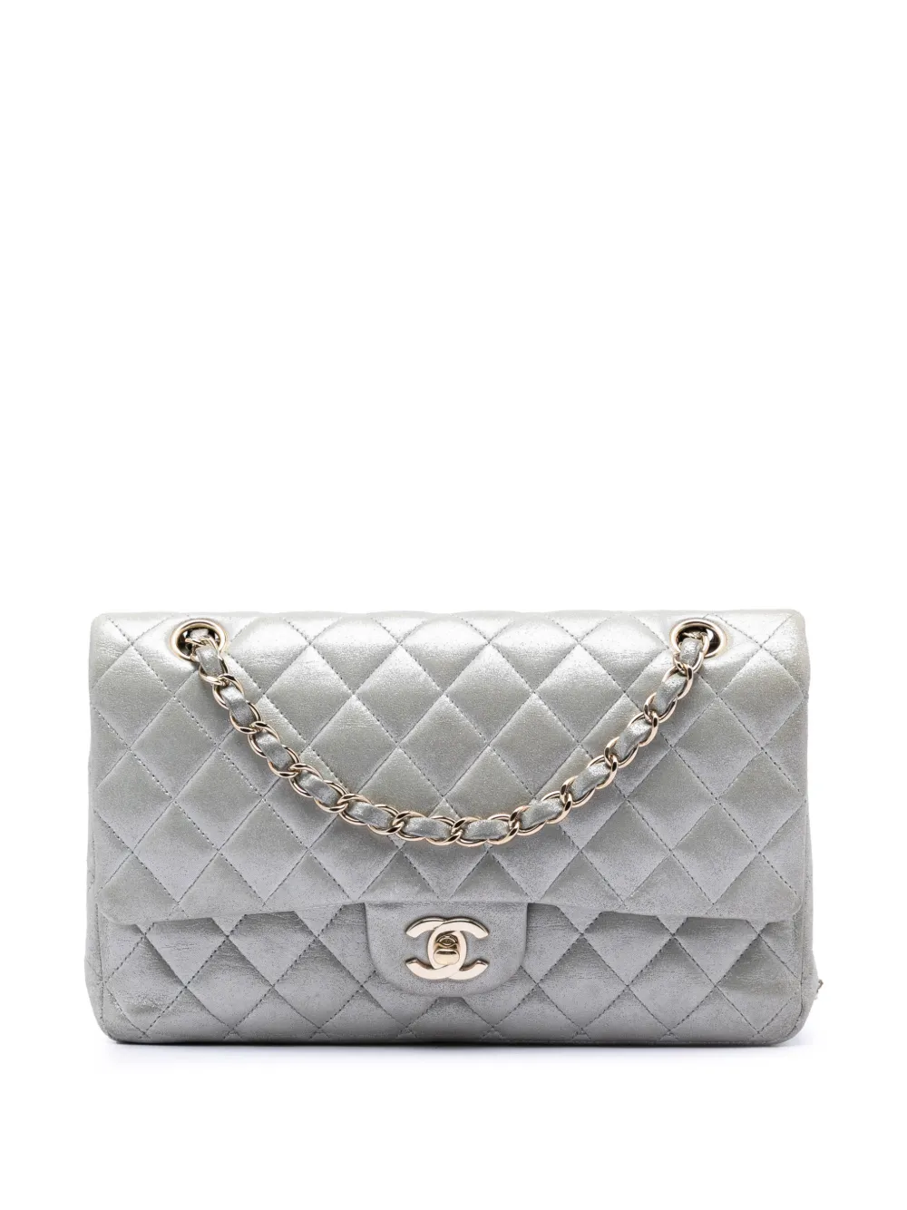 CHANEL Pre-Owned 2011 Medium Classic Iridescent Lambskin Double Flap shoulder bag - Argento