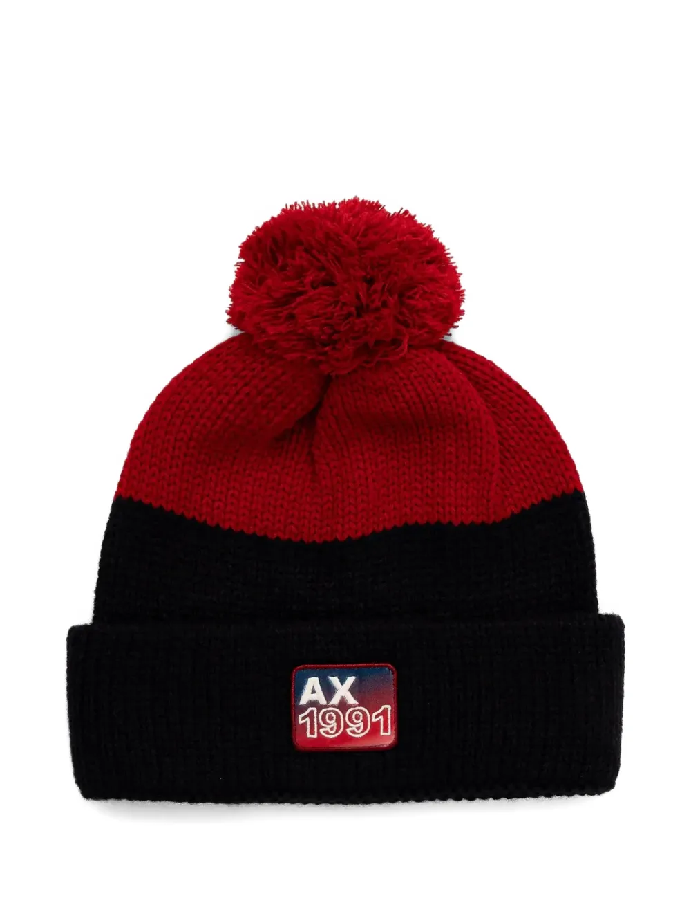 Armani Exchange logo-patch beanie hat - Rot