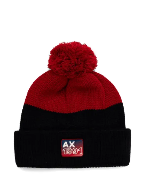 Armani Exchange logo-patch beanie hat