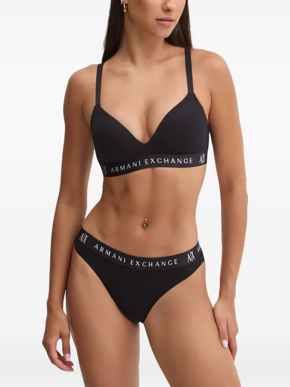 Armani Exchange Triangel-BH mit Logo - Schwarz