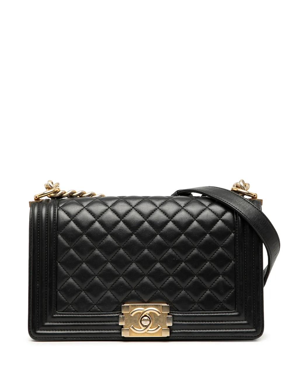 CHANEL Pre-Owned 2016-2017 Medium Quilted Lambskin Boy Flap crossbody bag - Nero