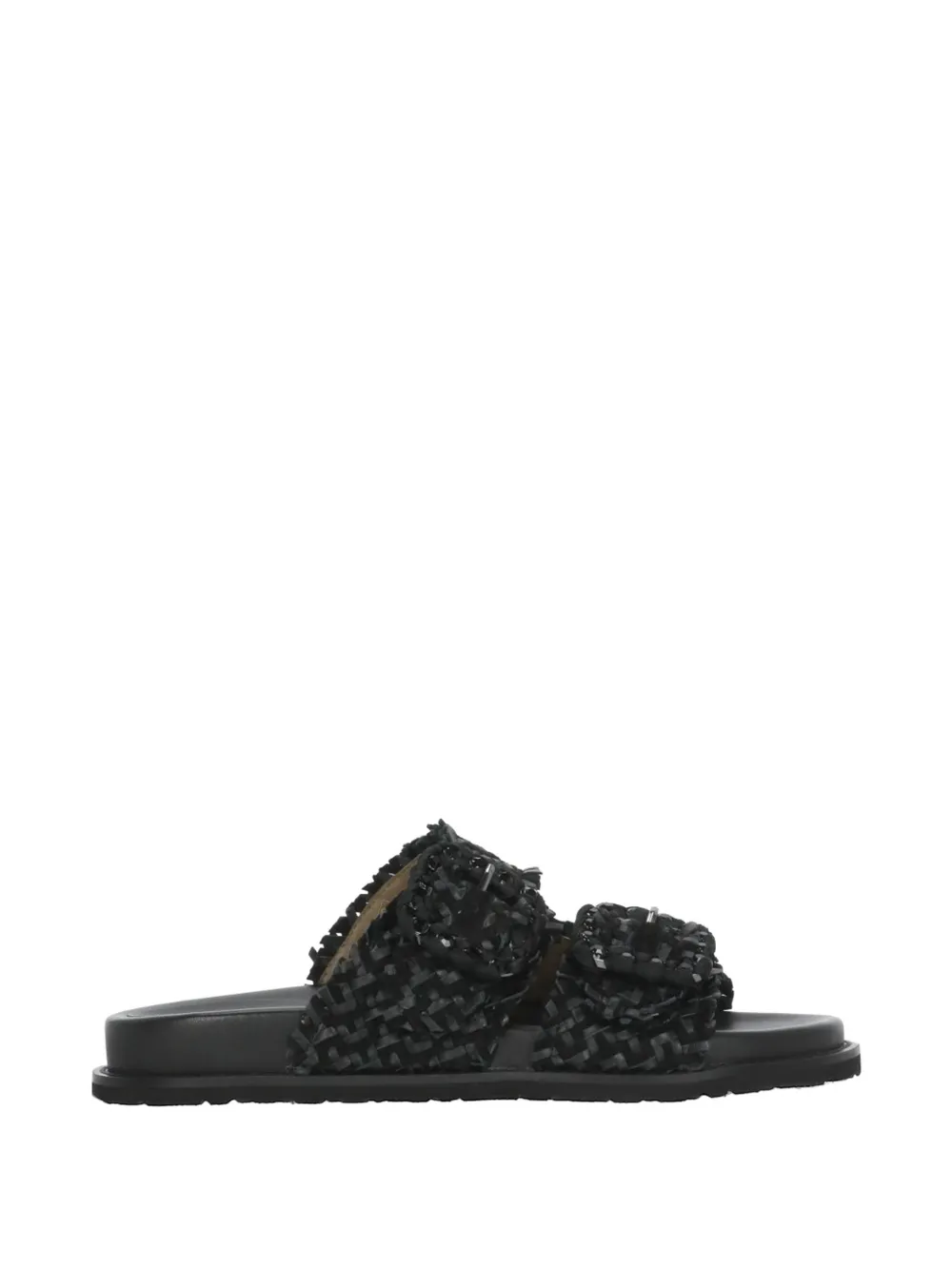 CORAL BLUE woven buckle-fastening sandals - Nero