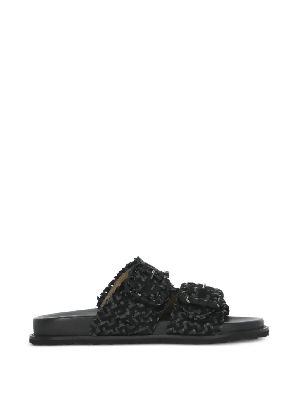 CORAL BLUE woven buckle-fastening sandals - Nero