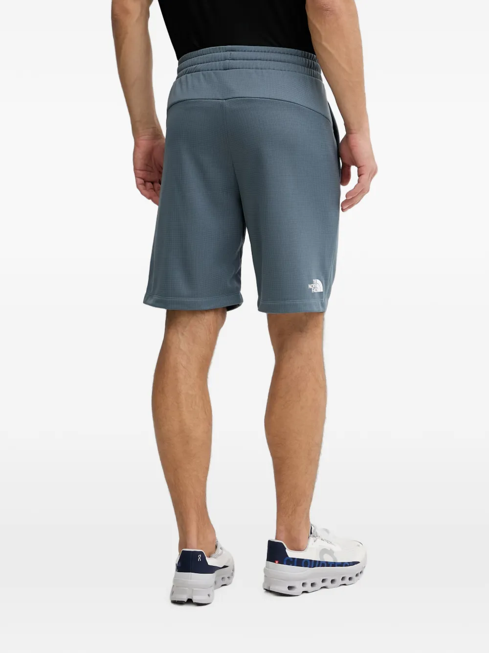 The North Face logo-print waffle-knit shorts Blauw