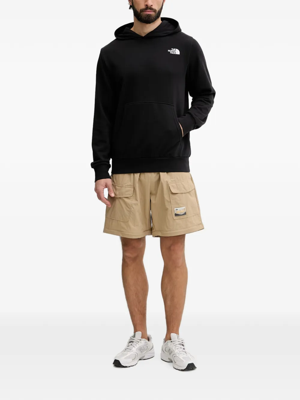 The North Face logo-print pouch-pocket hoodie Zwart
