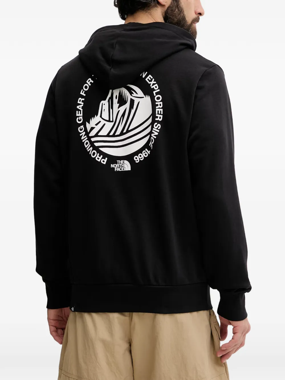 The North Face logo-print pouch-pocket hoodie Zwart