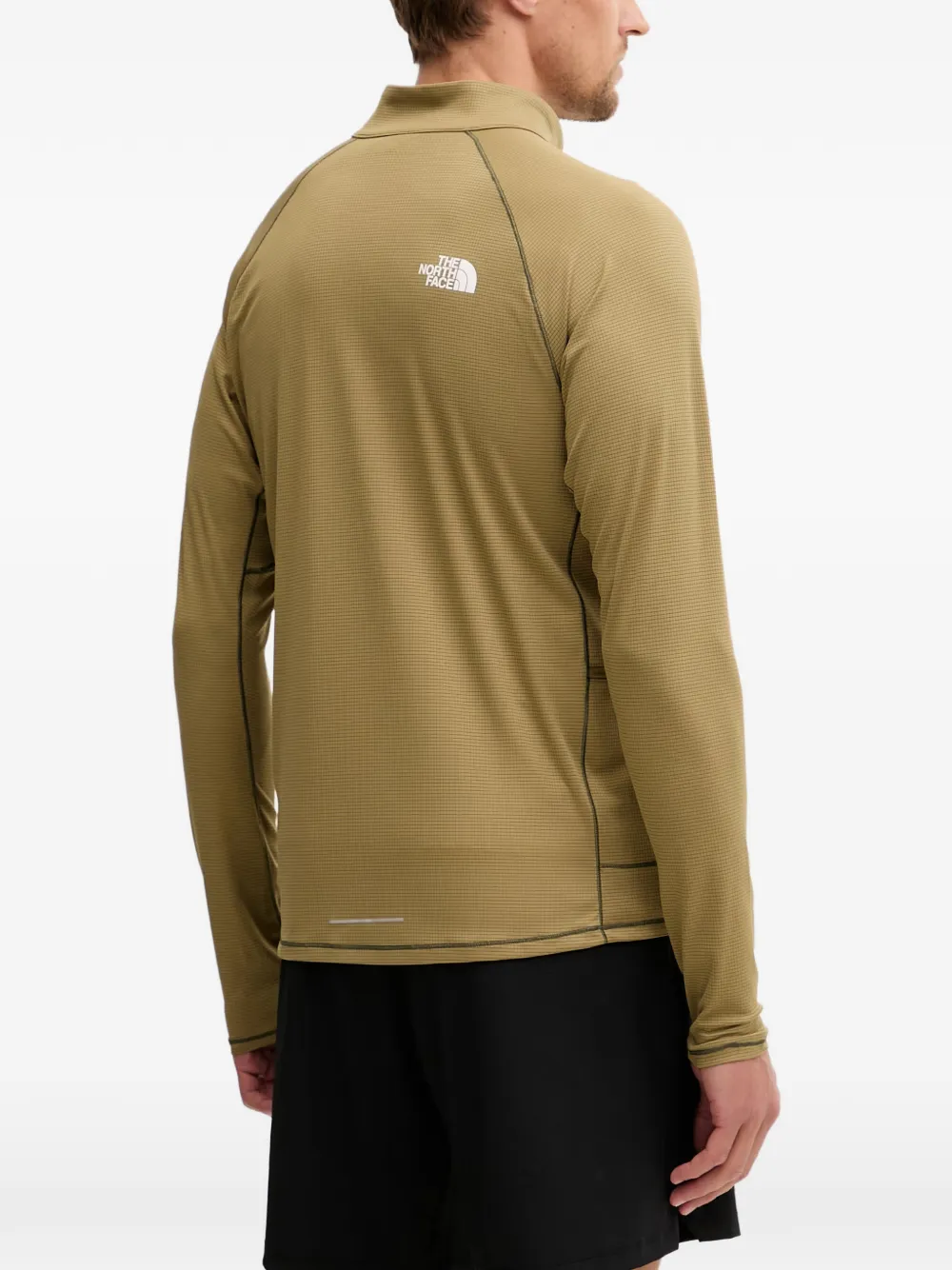 The North Face Sweater met logoprint en kwart rits Groen