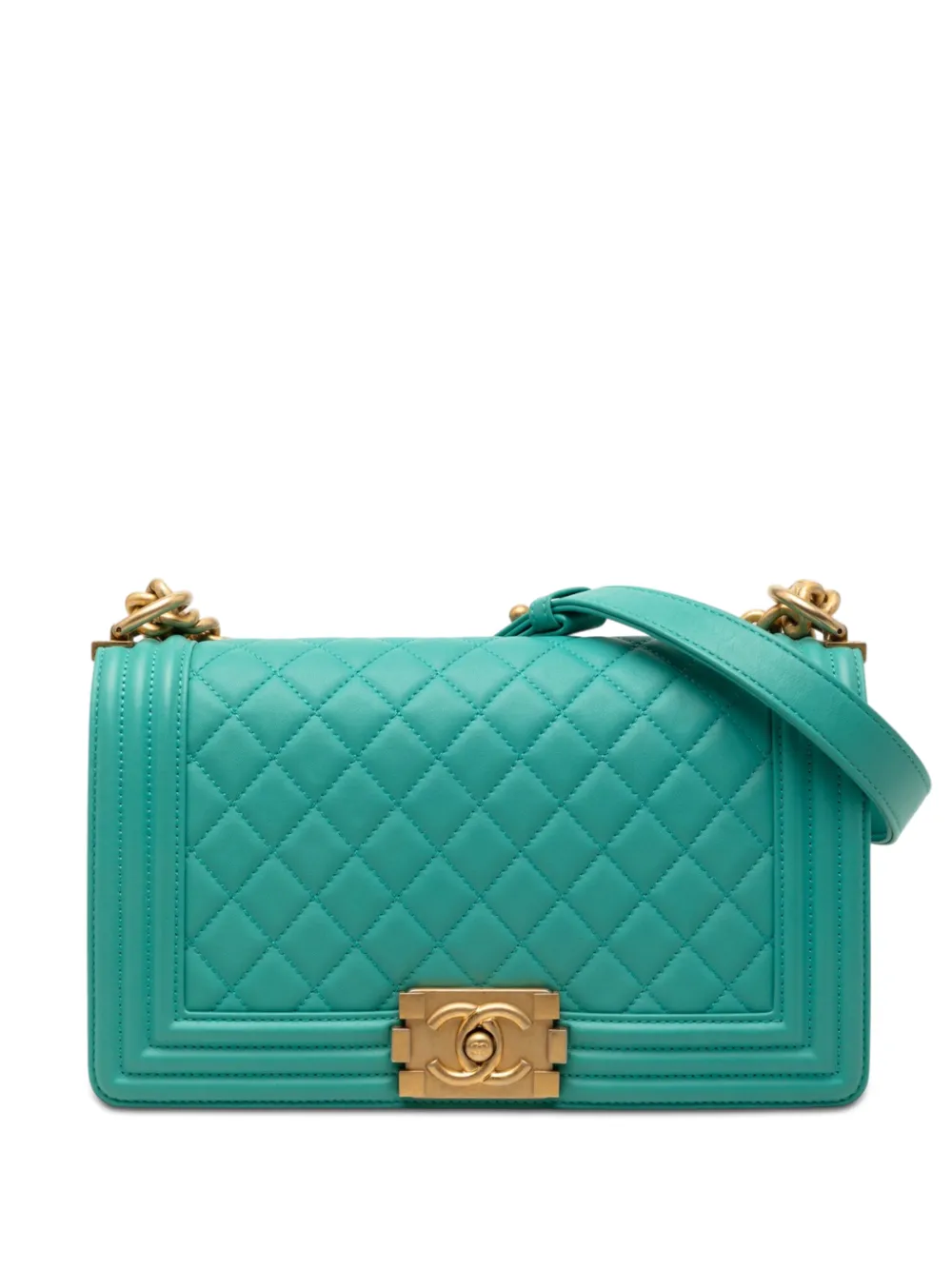 CHANEL Pre-Owned Borsa a tracolla Boy media in pelle di agnello trapuntata 2019 - Blu