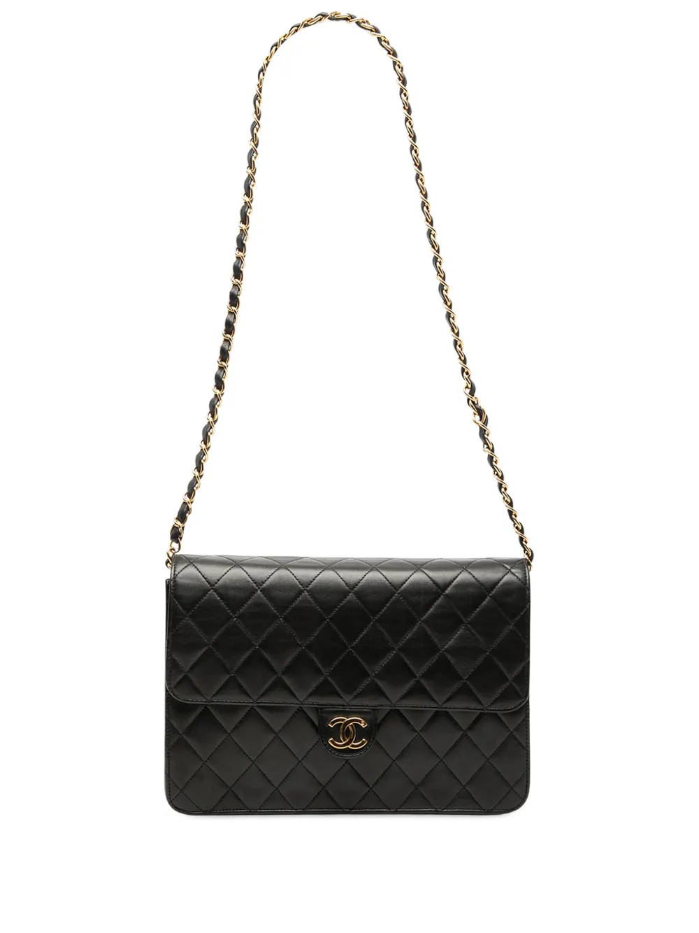 CHANEL Pre-Owned Borsa a spalla Single Flap media trapuntata con logo CC 2000-2002 - Nero