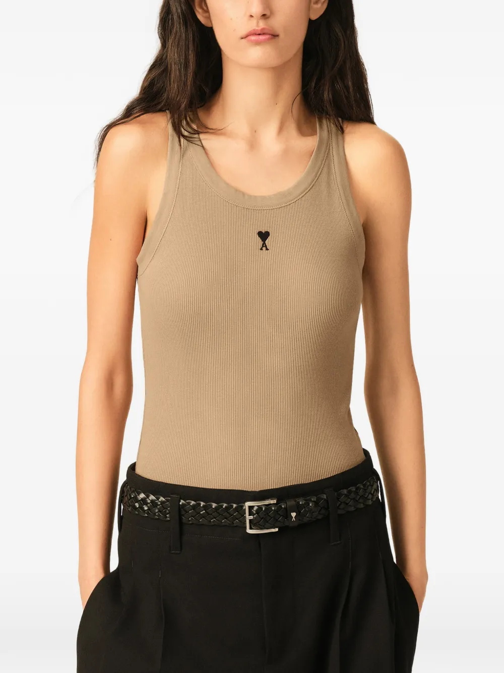 AMI Paris Katoenen tanktop Beige