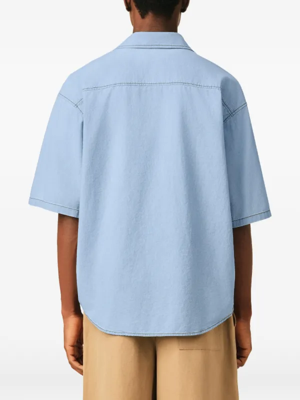 AMI Paris Cotton Short Sleeves Boxy Fit Shirt | Blue | FARFETCH