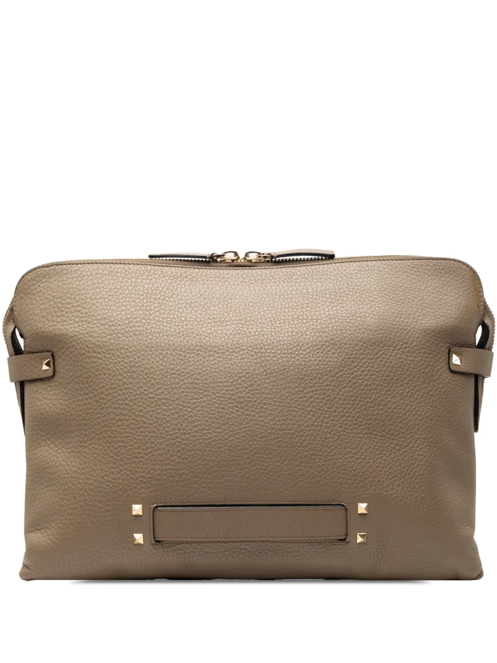 Valentino Garavani Pre-Owned Clutch Rockstud in pelle d'agnello pieno fiore 2018-2026 - Marrone