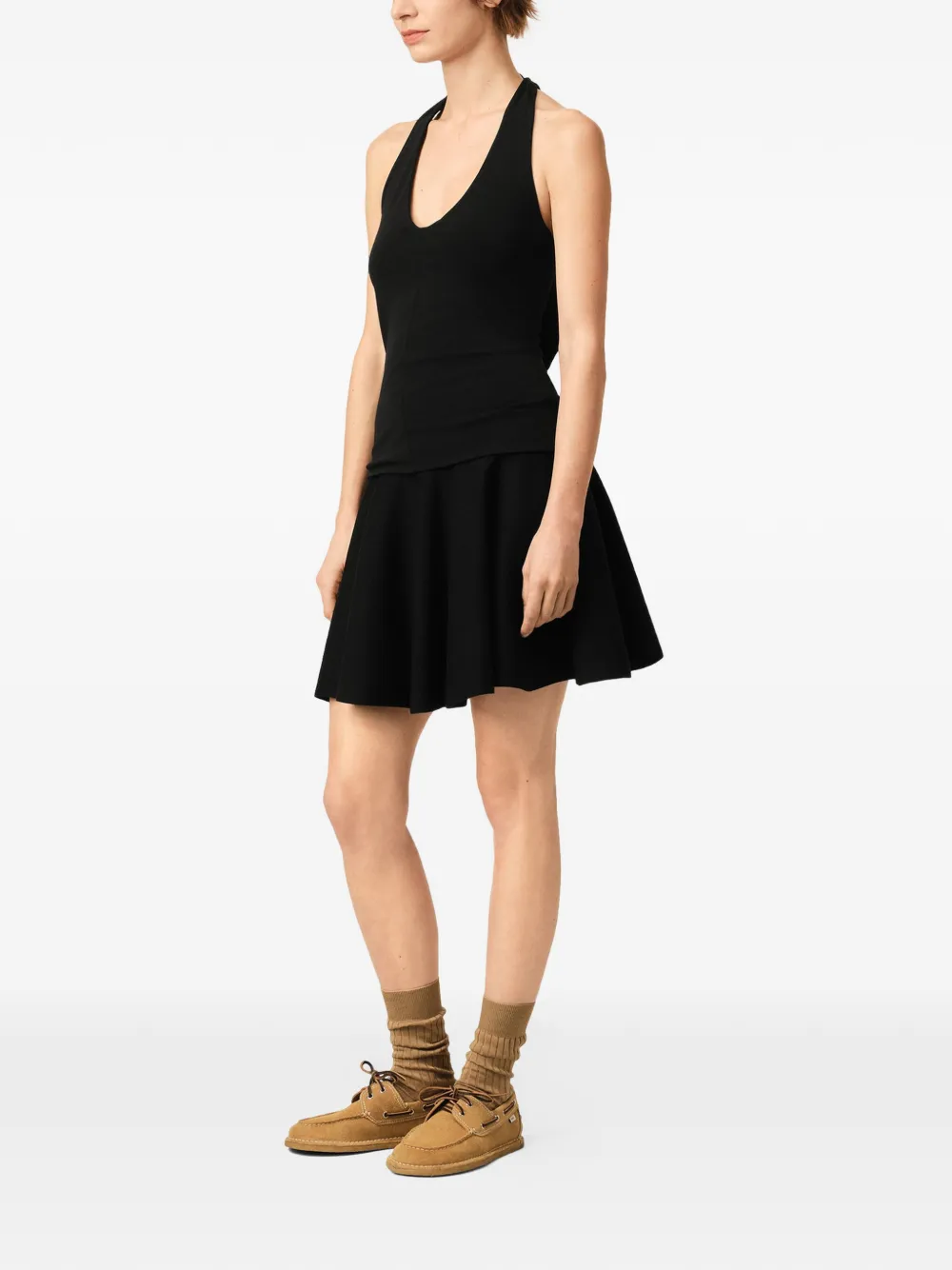 AMI Paris Jersey Backless Top in Black, view 3