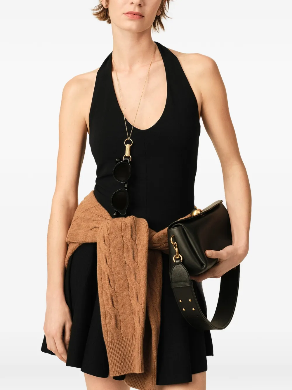 AMI Paris Jersey Backless Top in Black, view 4