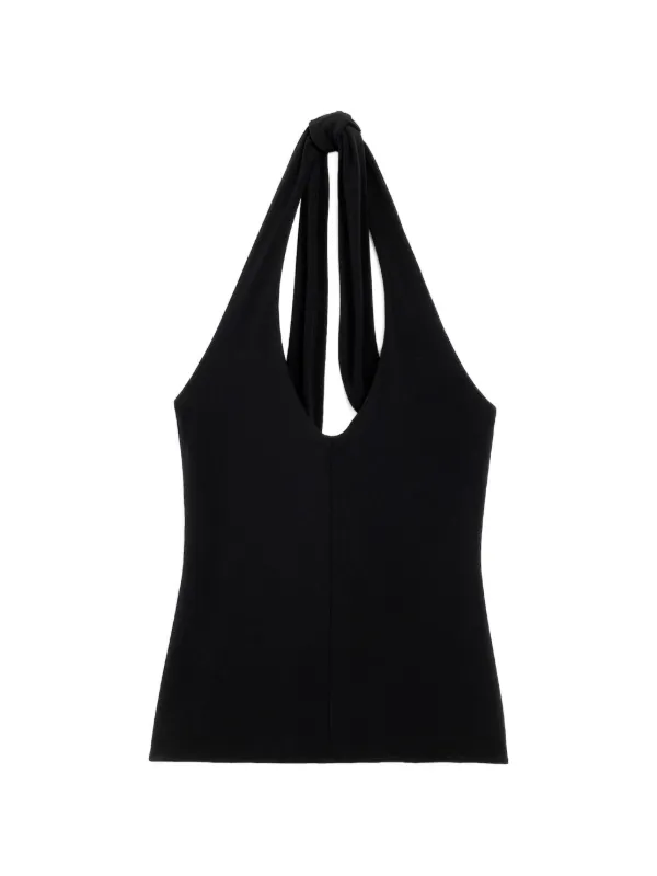 Ami Paris Jersey Backless Top in Black